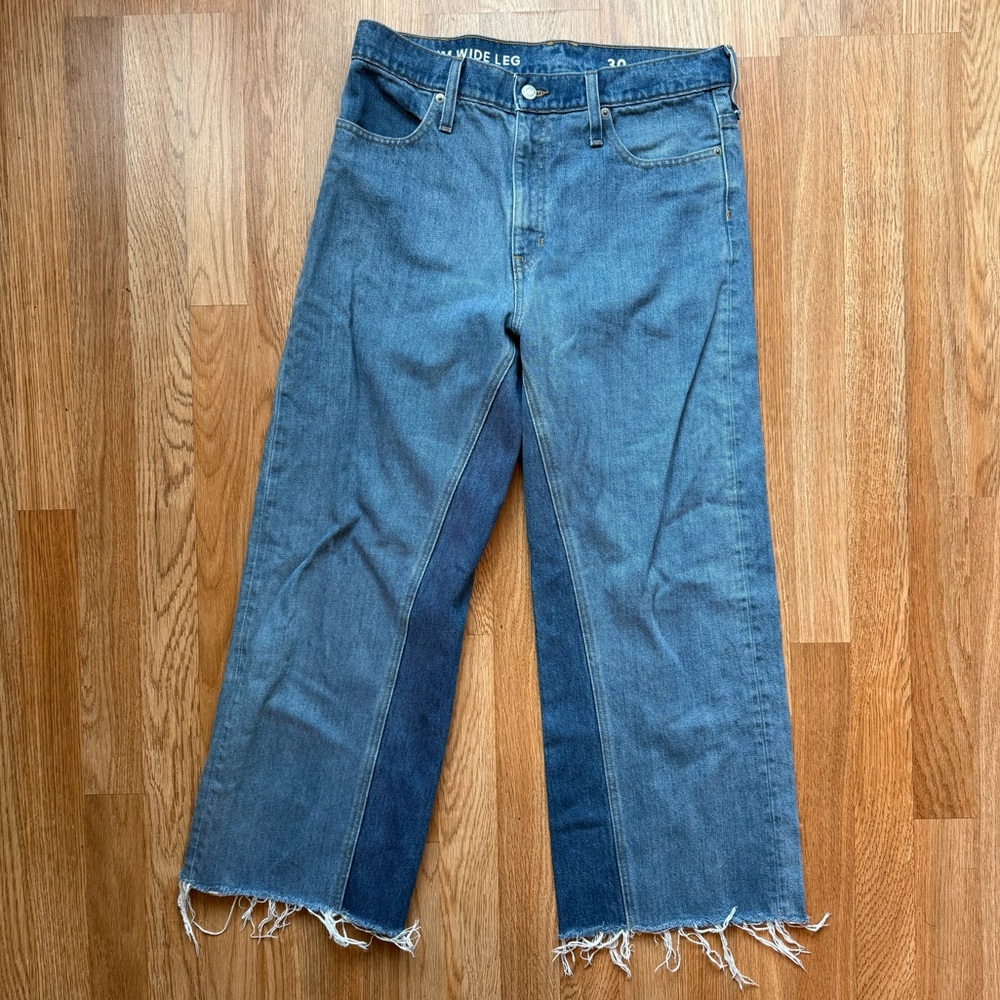 J.Crew Slim Wide-leg Jean in Medium Indigo Patchwork  Size 30